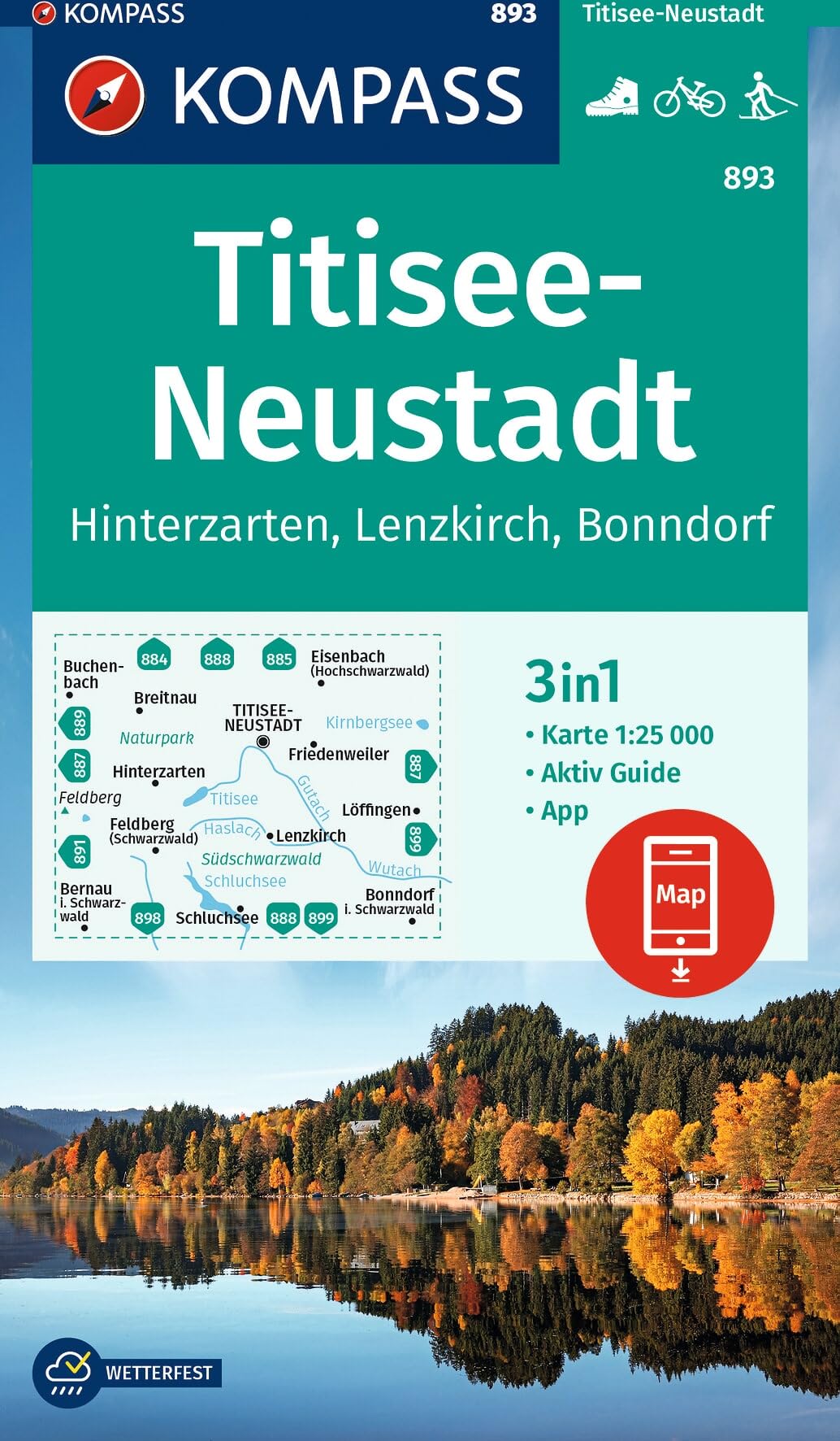 Titisee / Neustadt + Aktiv Guide (893): 3in1 Wanderkarte mit Aktiv Guide inklusive Karte zur offline Verwendung in der KOMPASS-App. Fahrradfahren. Langlaufen.