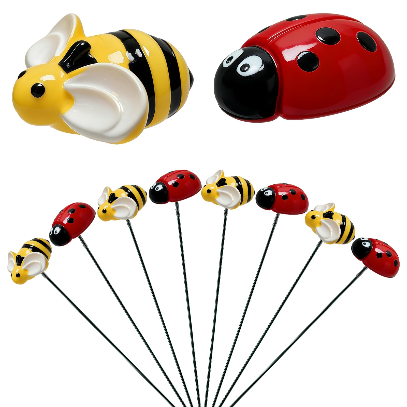 DVOFU 10 PCS Garden Stake Ornaments Bee Ladybug Decorative Outdoor Bee Ladybug Decor Metal Yard Art Ornaments Bee Garden Stakes Decor Decoration Lifelike Resin Lawn Art