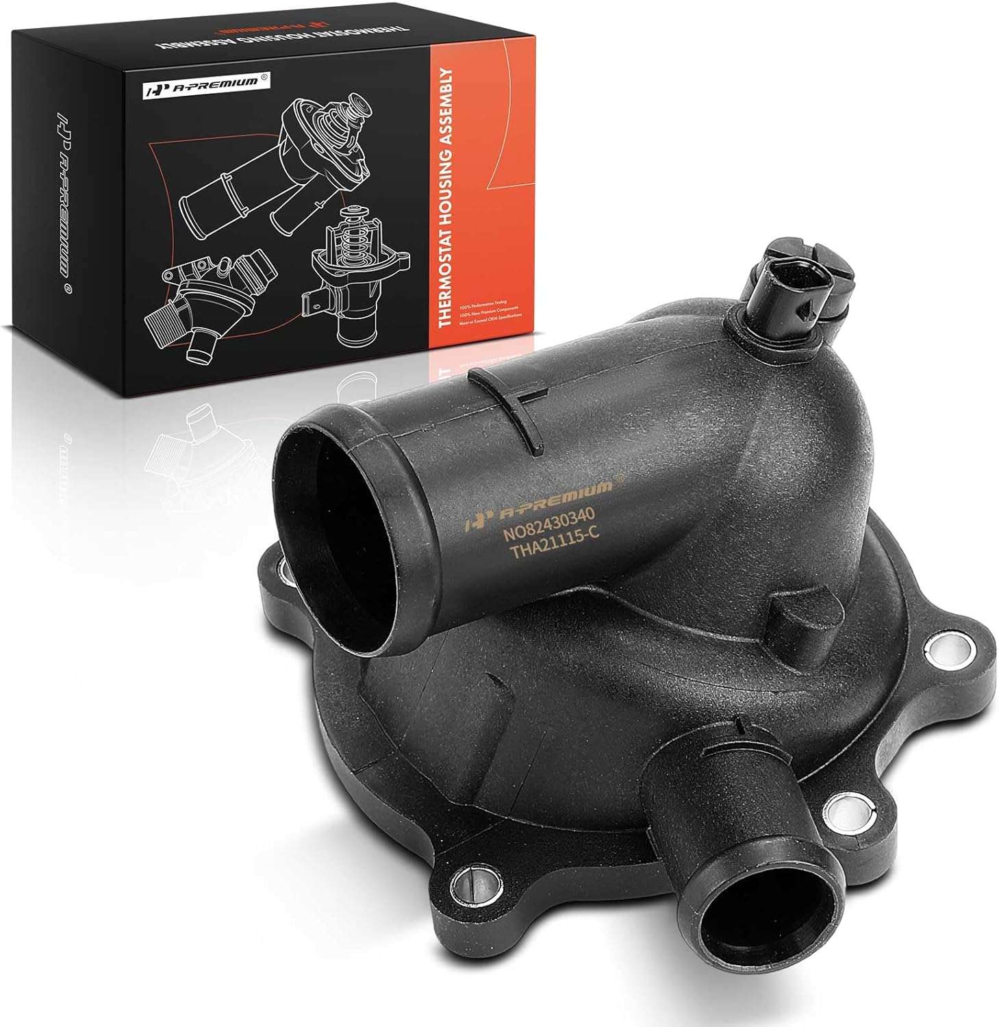 A-Premium Engine Coolant Thermostat Housing Assembly with O-ring Compatible with Audi Q7 2007-2010, S6 2007-2011, S8 2007-2009, A6 Quattro 2007-2011, A8 Quattro 2007-2010 & Volkswagen Touareg