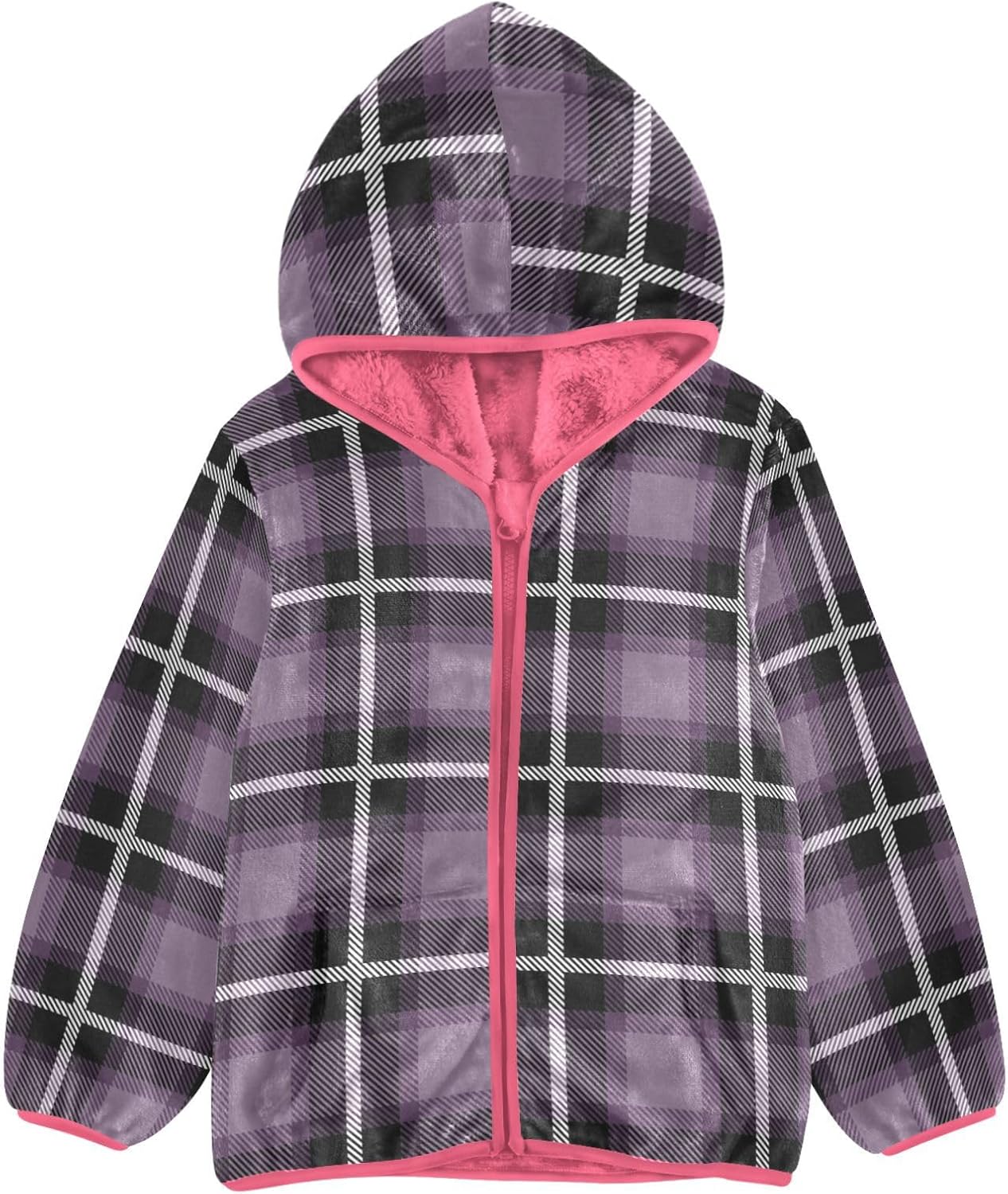 GuoChe Plaid Scotland Purple Vintage Baby Boy Sherpa Jacket