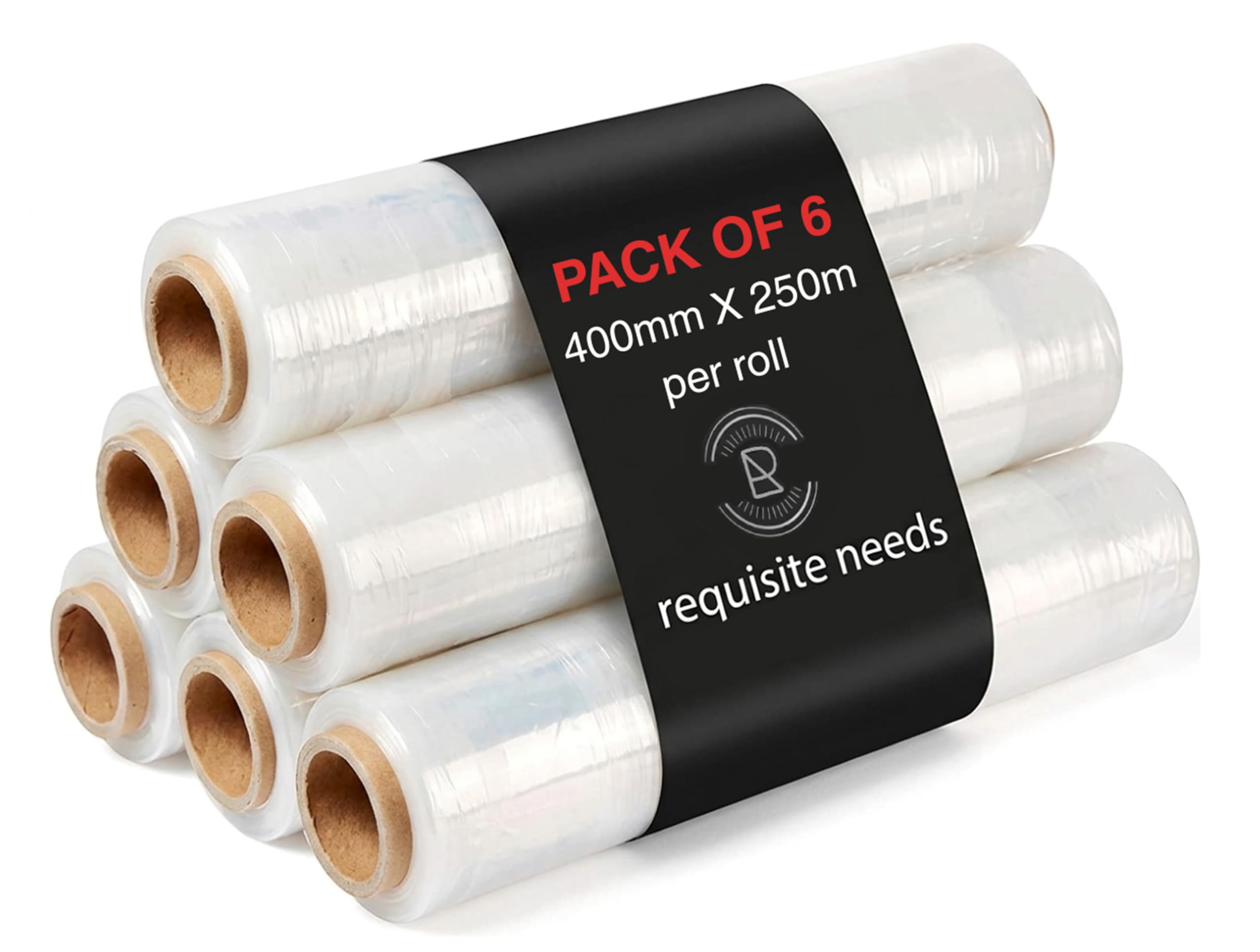 Requisite Needs Clear Heavy Duty Shrink Wrap Roll Cling Film Packaging 400Mm X 250M (Pack Of 6) (Clear)