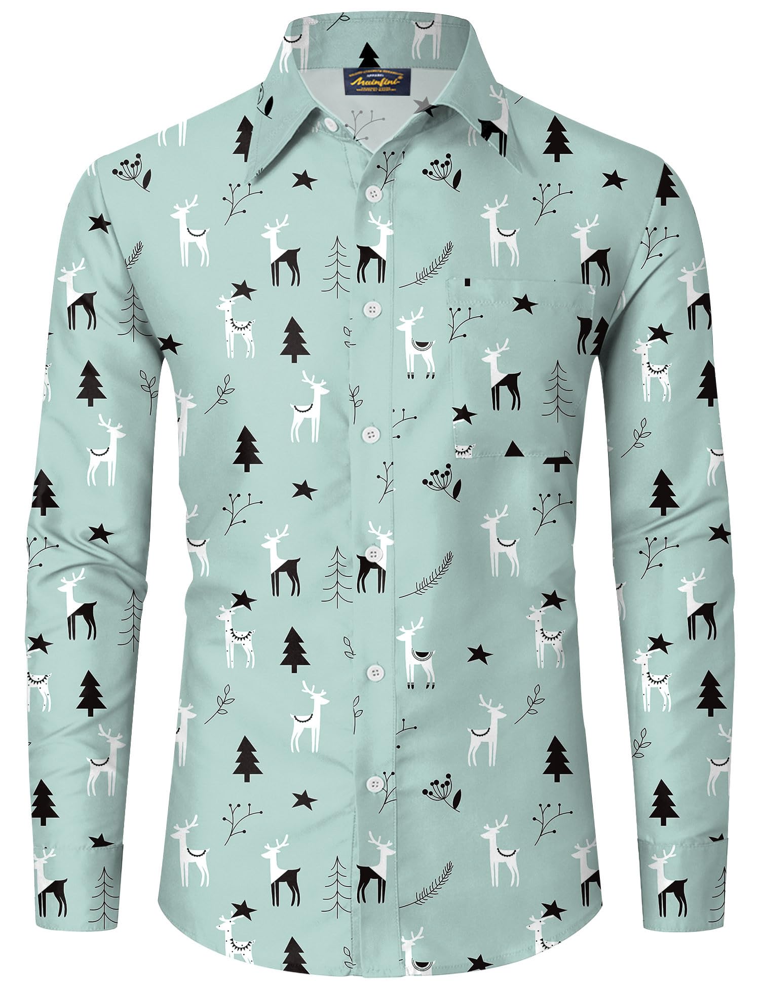 MainfiniMens Christmas Button Shirts Ugly Xmas Long Sleeve Shirt