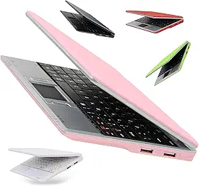 Mini computador portátil de 17 polegadas, laptop, PC, Netbook para crianças, Android 12, Quad Core, 32 GB, WiFi, câmera integrada, Netflix, YouTube, Flash Player (rosa)