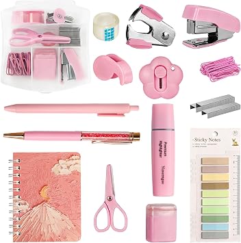 Mini Stationery Set, Desk Accessories Set Pink Stationery Set