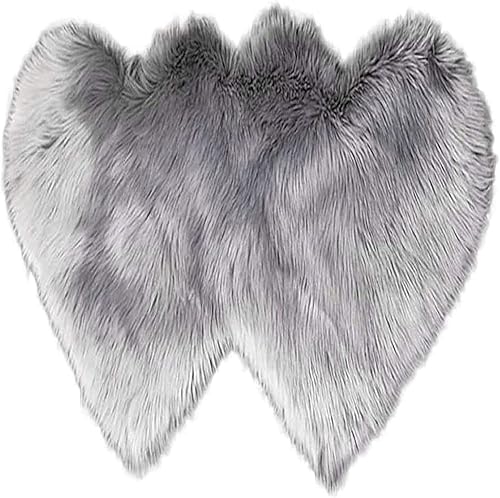 Miniatura 2 de Alfombra moderna de 2 x 4 pies, antideslizante con doble forma de corazón, alfombra mullida de piel sintética esponjosa, alfombra de piso para