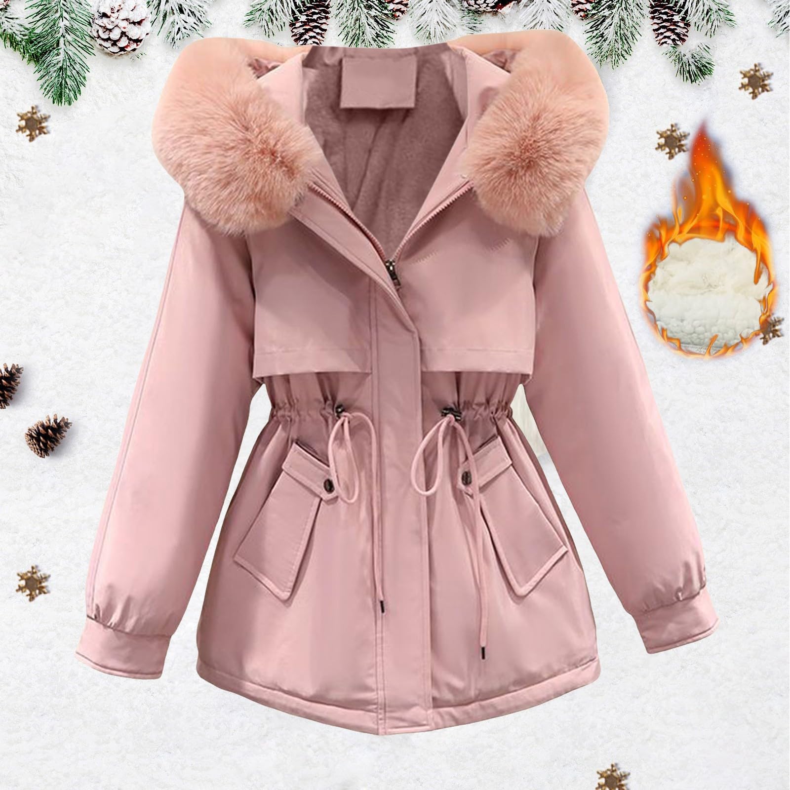 Genérico Chaqueta Ultraligera Mujer,Chaqueta De Invierno Para Mujer CáLida Gruesa Larga Con Bolsillos
