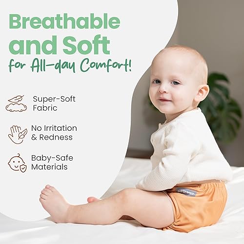 Miniatura 6 de Pañales de tela con 6 insertos y bolsa húmeda, reutilizables, ajustables para bebés y niños pequeños, pañales de talla única que crecen con tu bebé,