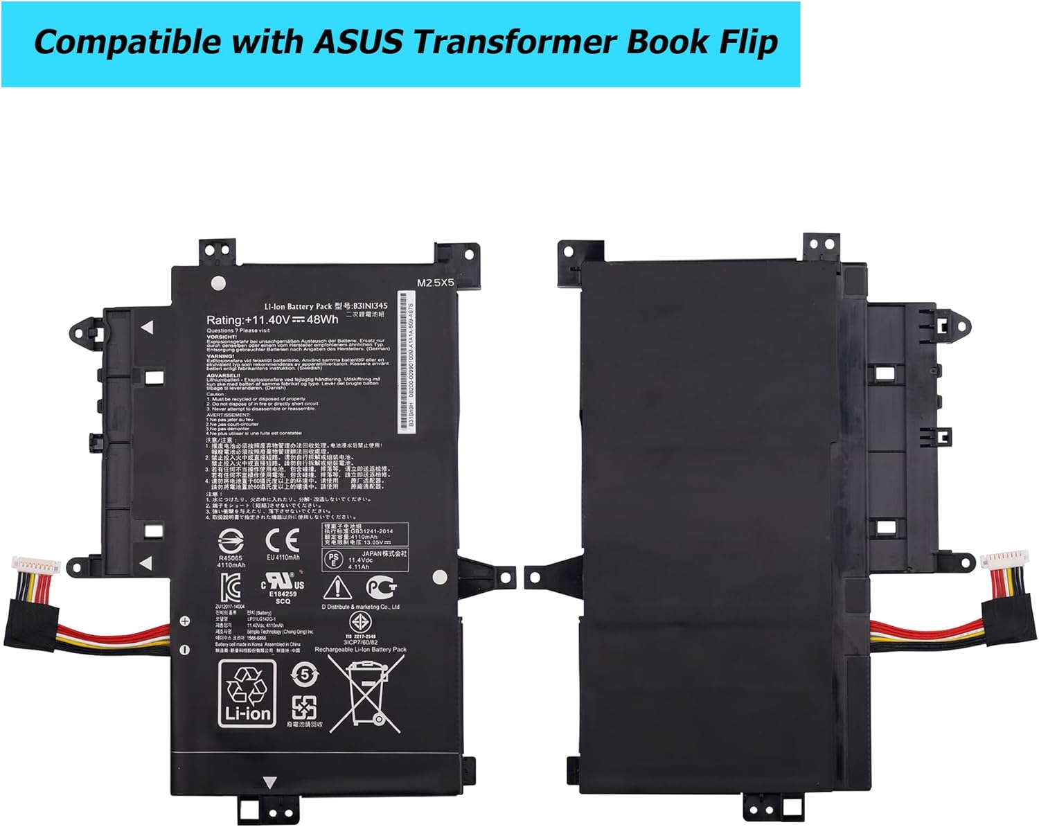 [New] B31N1345 Laptop Battery for ASUS Transformer Book Flip Transformer Book Flip TP500LA TP500LA-EB31T TP500LA-DS71T TP500LA-UB31T TP500LB TP500LN (11.4V 48Wh)