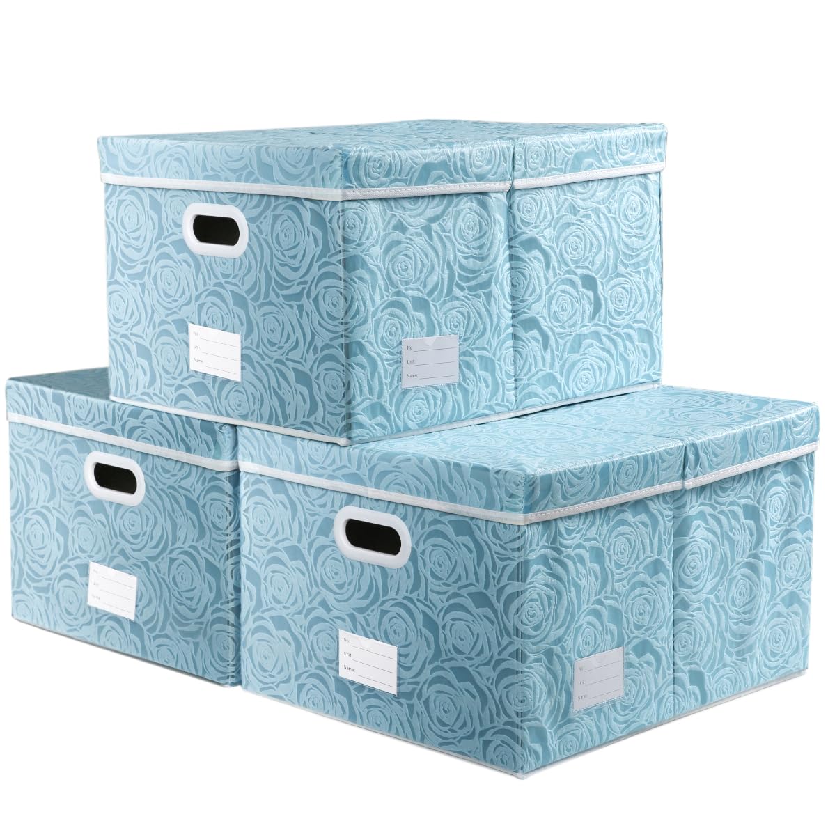 PRANDOM Jumbo Collapsible Storage Cubes with Lids Fabric Decorative Storage Bins Boxes Organizer Baskets with Cover Handles for Bedroom Closet Living Room 23.2x15.7x11.8 Inch 3 Pack
