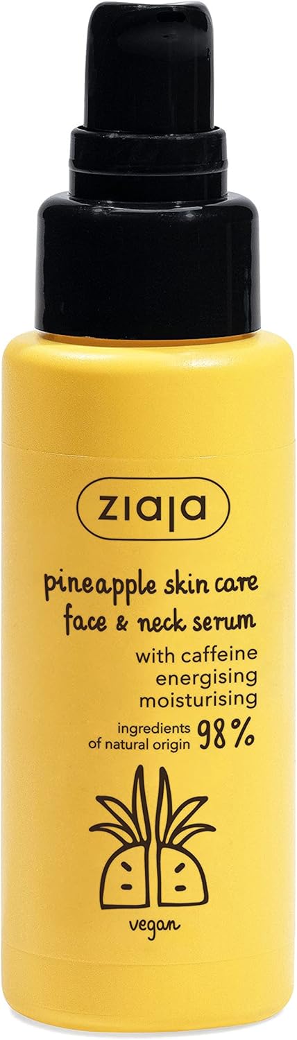 Ziaja Piña Serum Con Cafeína Para Rostro Y Cuello, color Blanco, 50 ml
