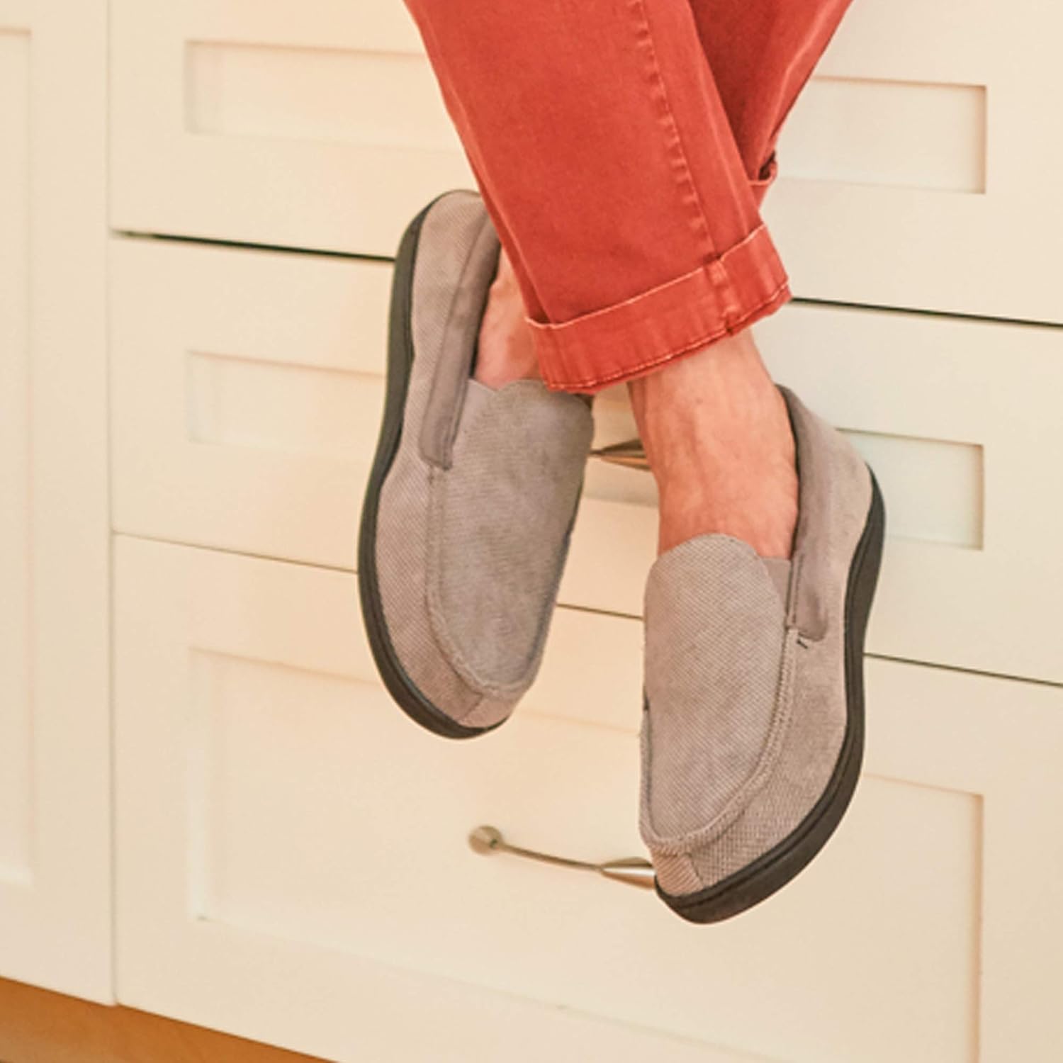 isotoner Men's Diamond Corduroy Moccasin Indoor/Outdoor Slipper with Memory Foam - Image 2