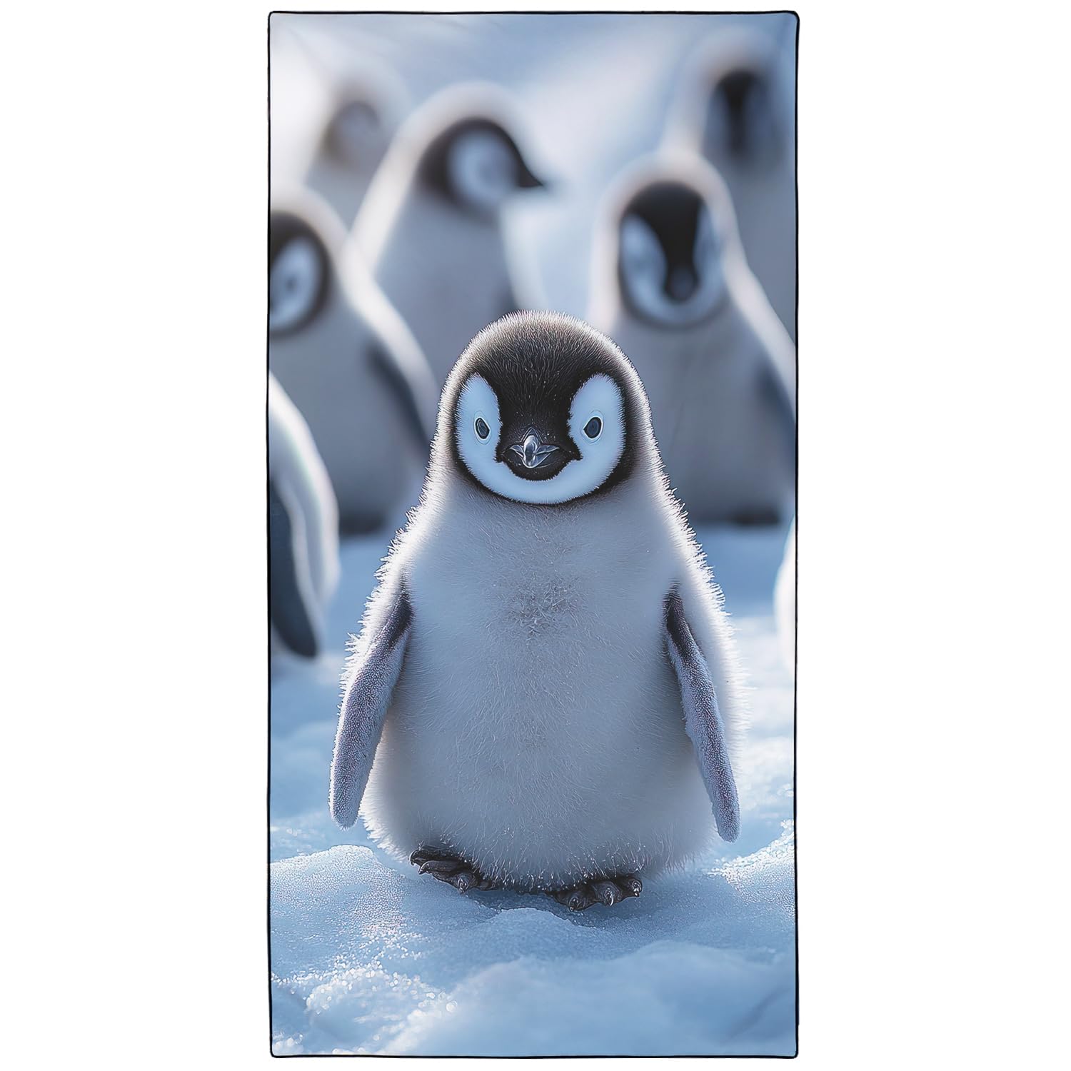 Violetpos Cute Penguin Beach Towel, Extra Large 180x90 cm 250GSM Microfibre, Sand Free Quick Dry, Ideal Vacation Gifts with Carry Bag for Pool Cruise Camping
