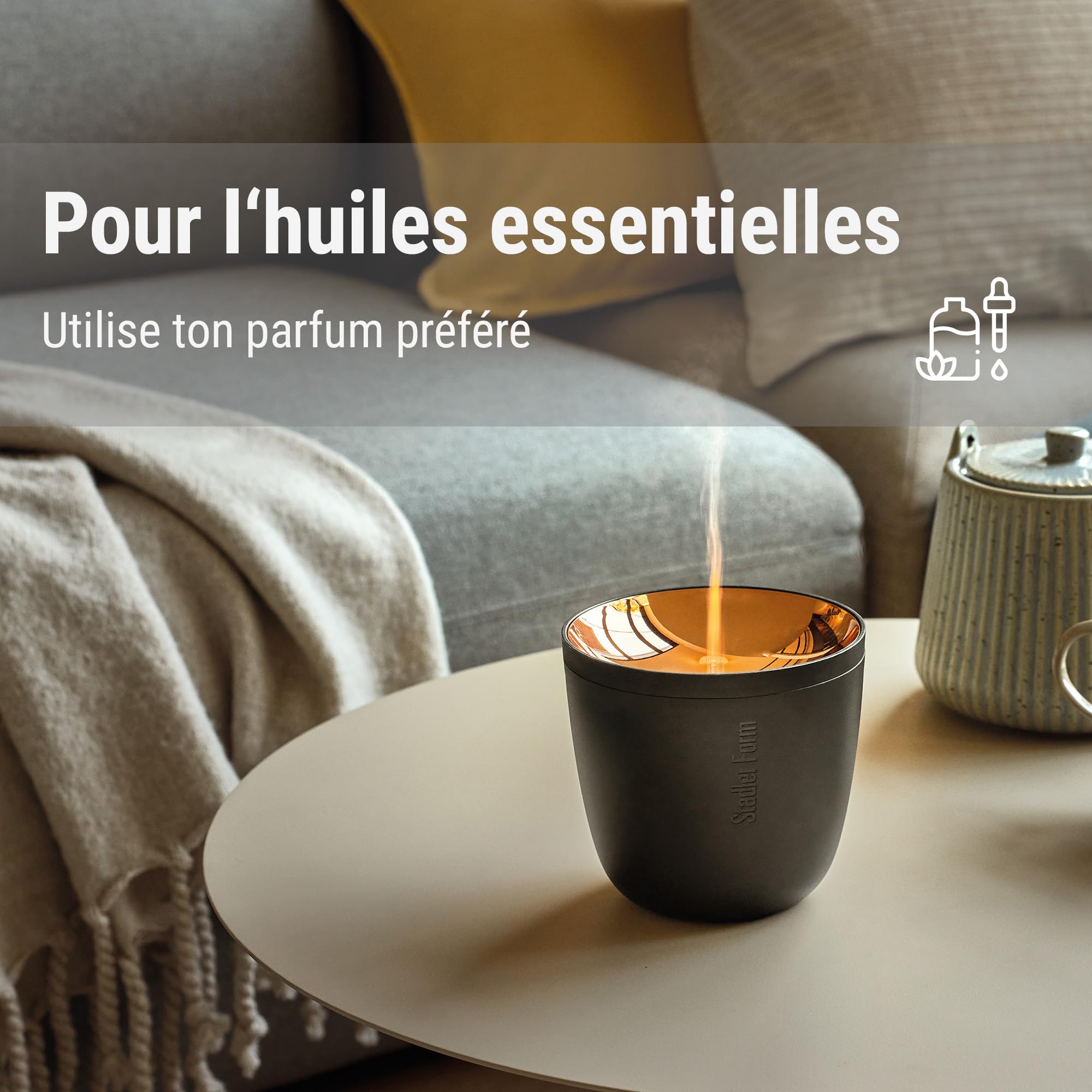 Stadler Form diffuseur d’arômes Zoe Mobile, sans Fil, Effet Flame | Avec batterie rechargeable, jusqu’à 6 h d’autonomie, pour huiles essentielles, diffuseur d’aromathérapie à ultrasons, noir