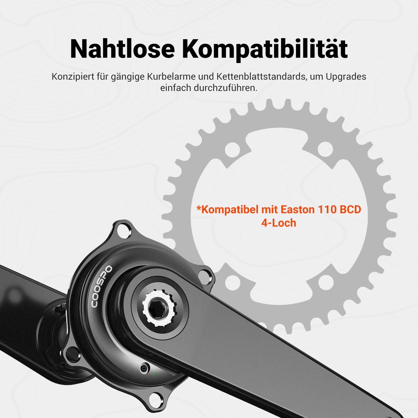 CooSpo S10 Leistungsmesser Spider für Easton 110 BCD 4-Arm Kurbel – Beidseitig präziser Leistungsmesser, Bluetooth/ANT+ Kompatibel, Power Meter Cycling für Rennrad & Mountainbike