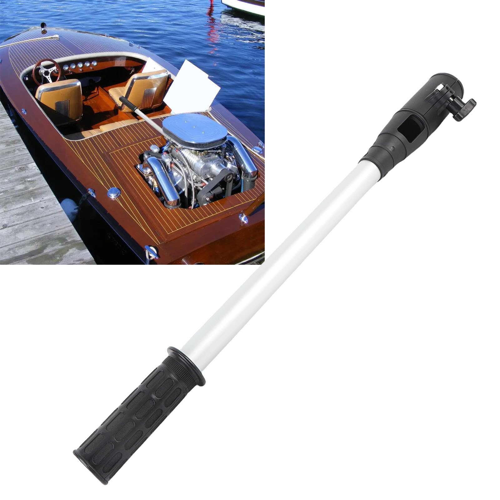 Prolunga Maniglia Barra del Timone, Impugnatura Ergonomica in Gomma Antiscivolo Tubo in Alluminio Anodizzato con Chiusura a Scatto e Manopole, 18,11 Pollici