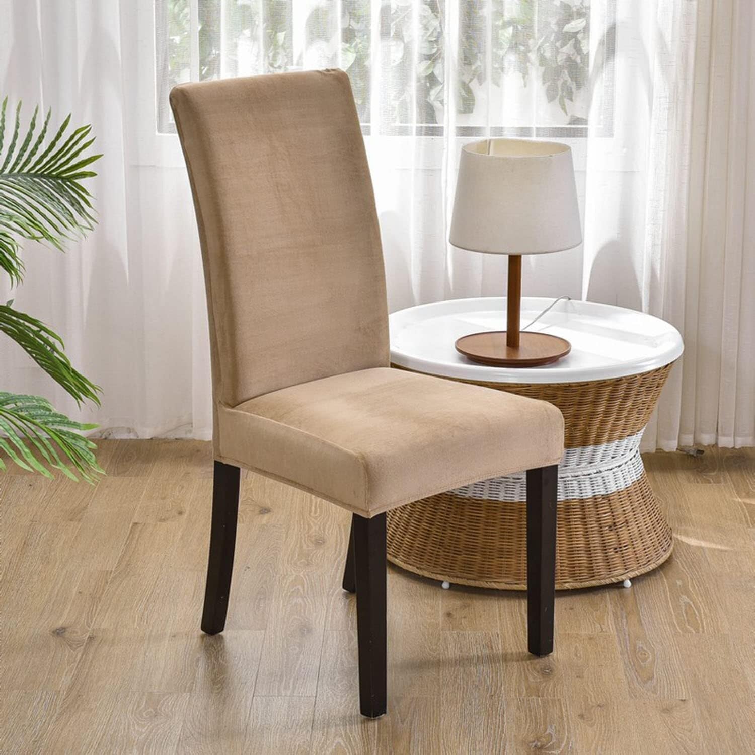 NMVAWIPT Luxury Velvet Dining Room Chair Covers, Stretchable Slipcovers With Elastic Band, 2 Pack Universal Fit(#5)