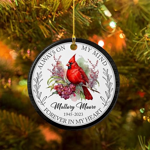 Vista 49 de Adorno de cerámica con cardenal personalizado en memoria amorosa, los seres queridos pueden dejar este mundo pero nunca dejan nuestros corazones