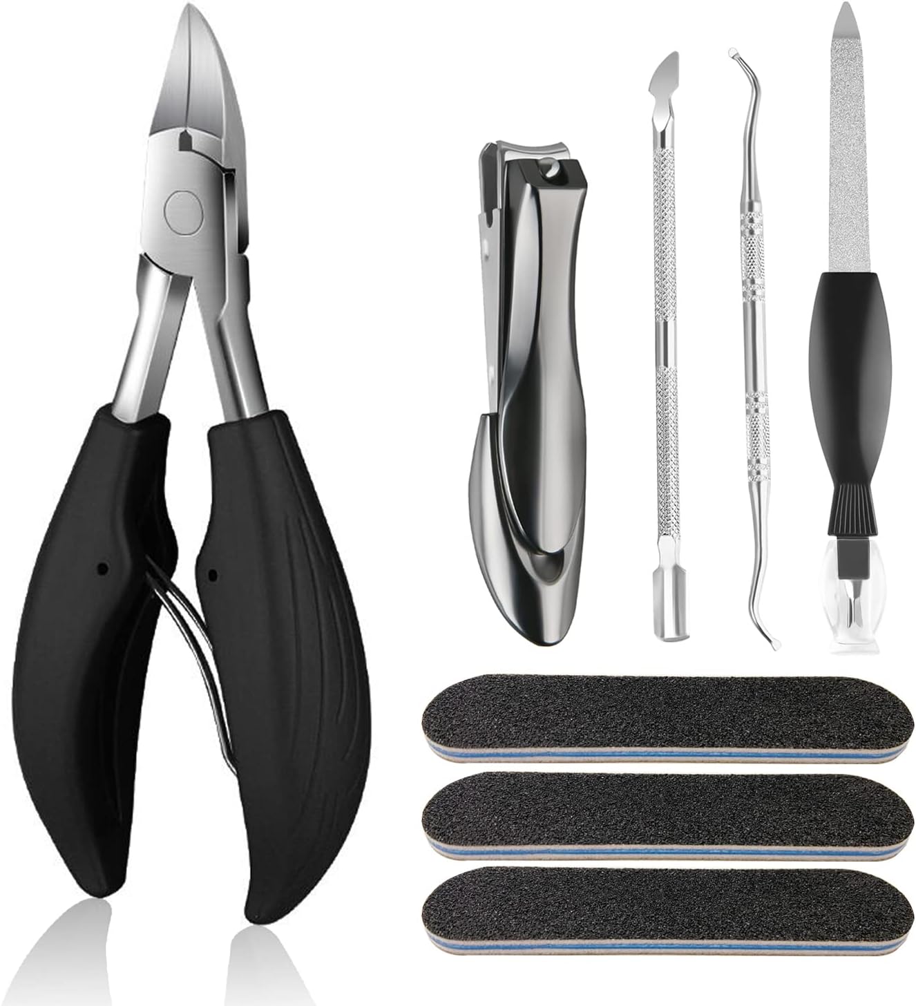UotowellToe Nail Clippers Tool Set for Paronychia, Thick Nails and Ingrown Toenails, High-Grade Stainless Steel, Especially Suitable for Seniors