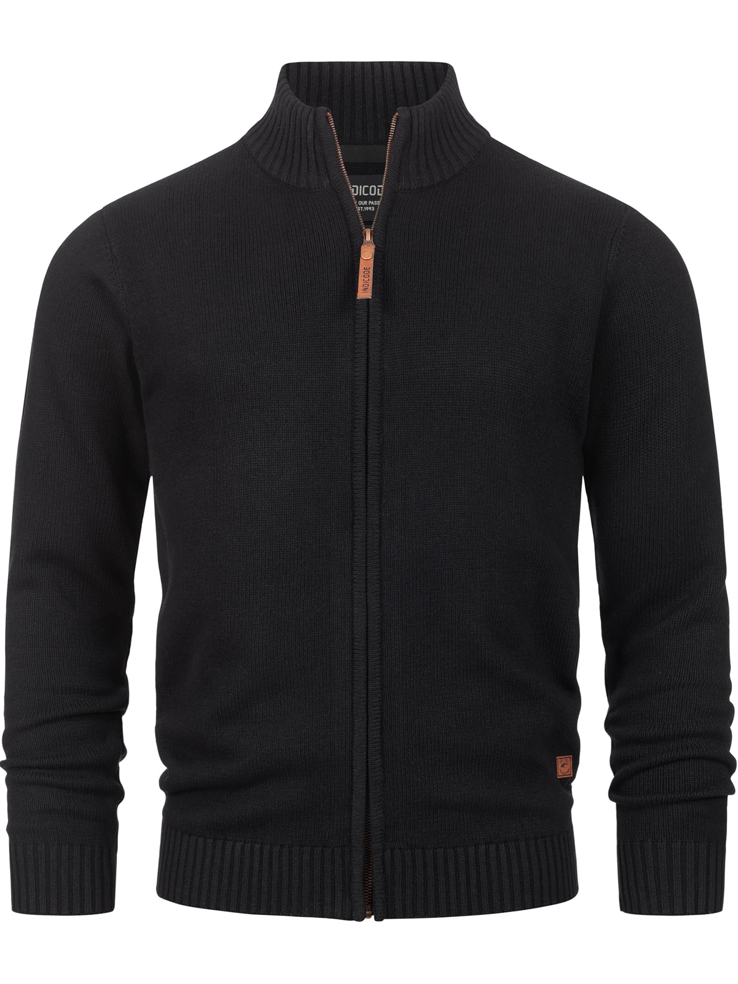 Indicode Herren INLut Strickjacke Cardigan aus 70% Recycelter Baumwolle | Klassische Feinstrickjacke mit Stehkragen und Reißverschluss, Cardigan, Herrenjacke, Freizeitjacke, Strickoberteil für Männer