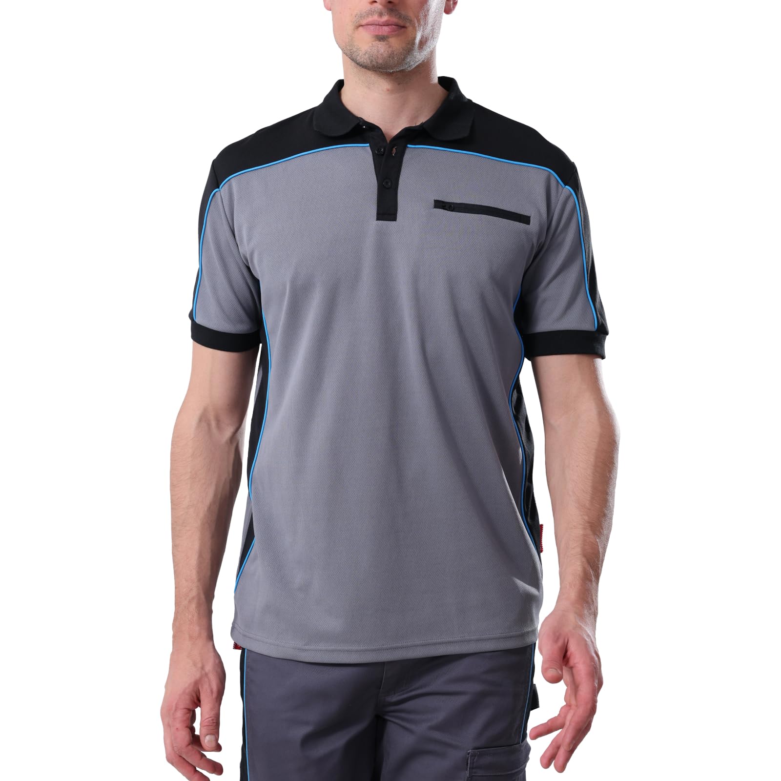 WORK IDEA Polo de Trabajo de Manga Corta para Hombre, 100% Poliéster