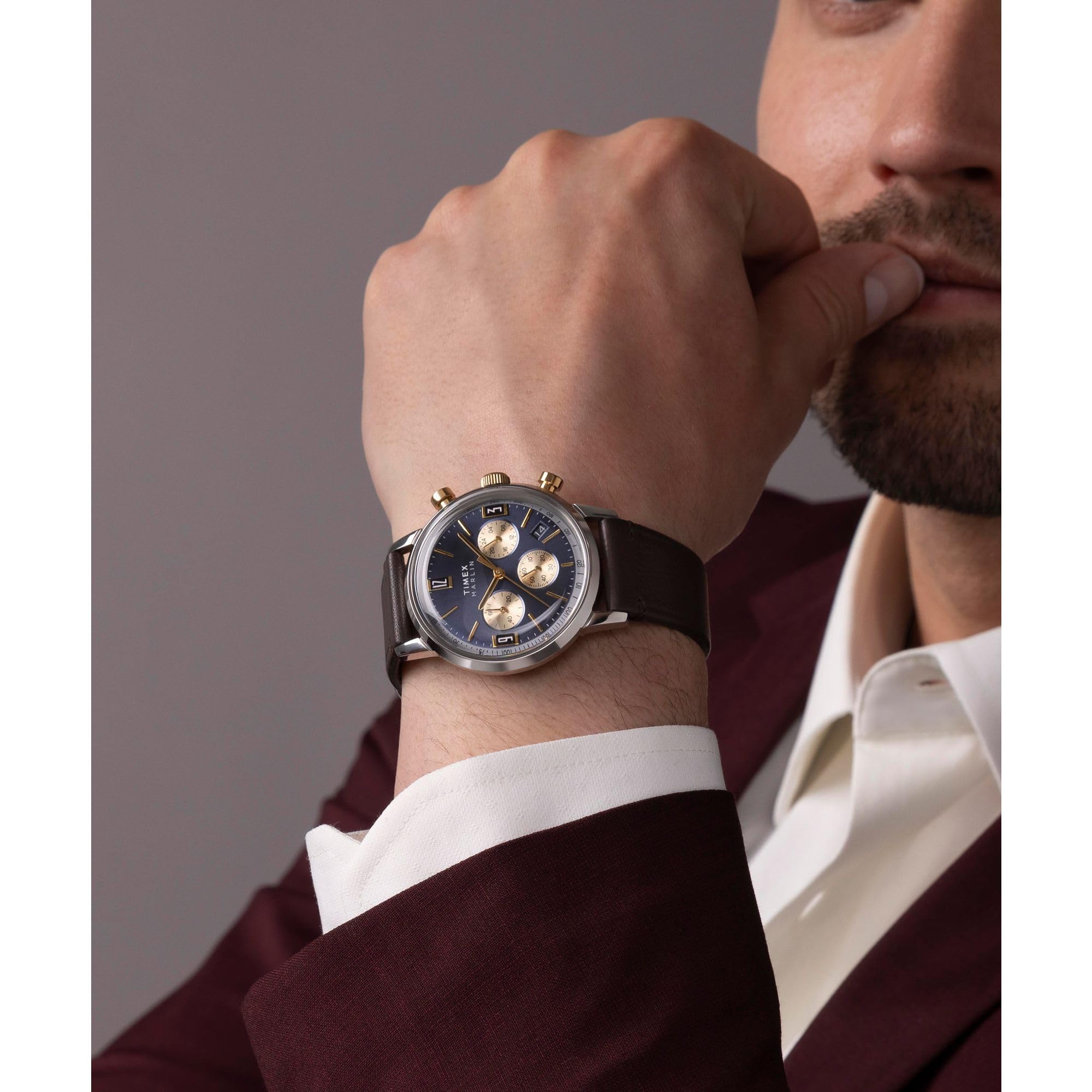 Timex Orologio analogico da uomo al quarzo con cinturino in pelle TW2W60400VQ