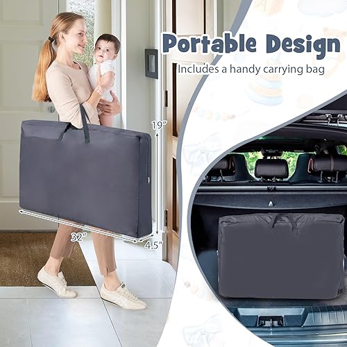 Miniatura 7 de INFANS Moisés para bebé cuna portátil plegable 3 en 1 con colchón bolsa de viaje ruedas malla completa 5 altura ajustable fácil de montar Cradle Co