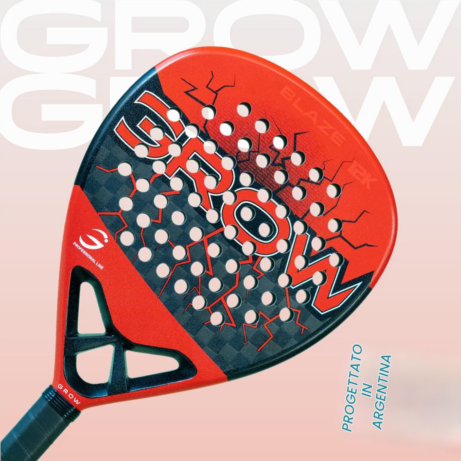 BLAZE RED 12K Racchetta Padel in Carbonio, Rosso | Per donna e uomo, forma diamante, EVA Soft, superficie ruvida, custodia inclusa