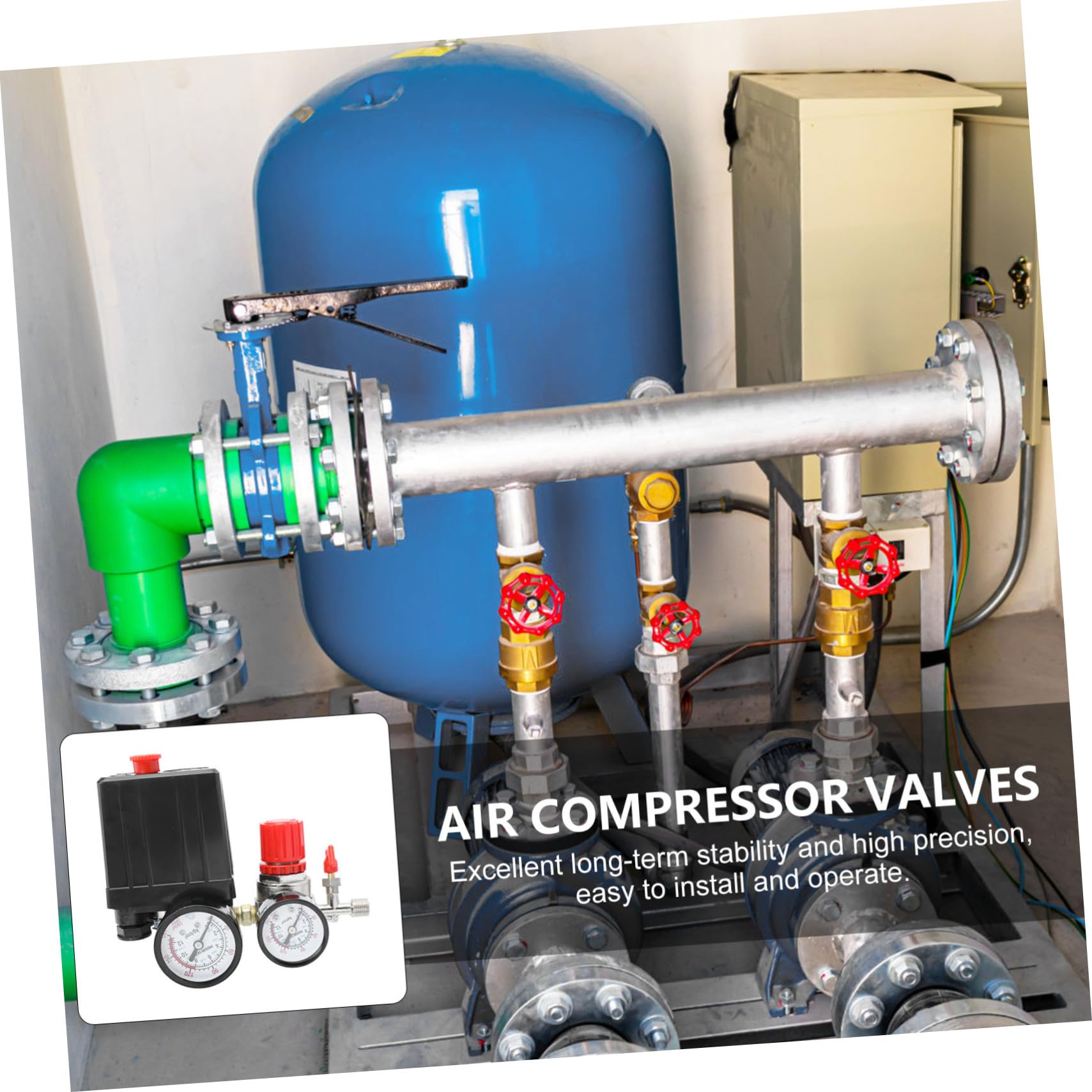 Regolatore Pressione Compressore Aria con Valvola Controllo e Manometro Facile Installazione Materiale Durevole ed Ecologico per Gestione Precisa Pressione