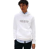 Tommy Hilfiger Uomo Felpa con Cappuccio Brand Love in Cotone, Bianco (White), M