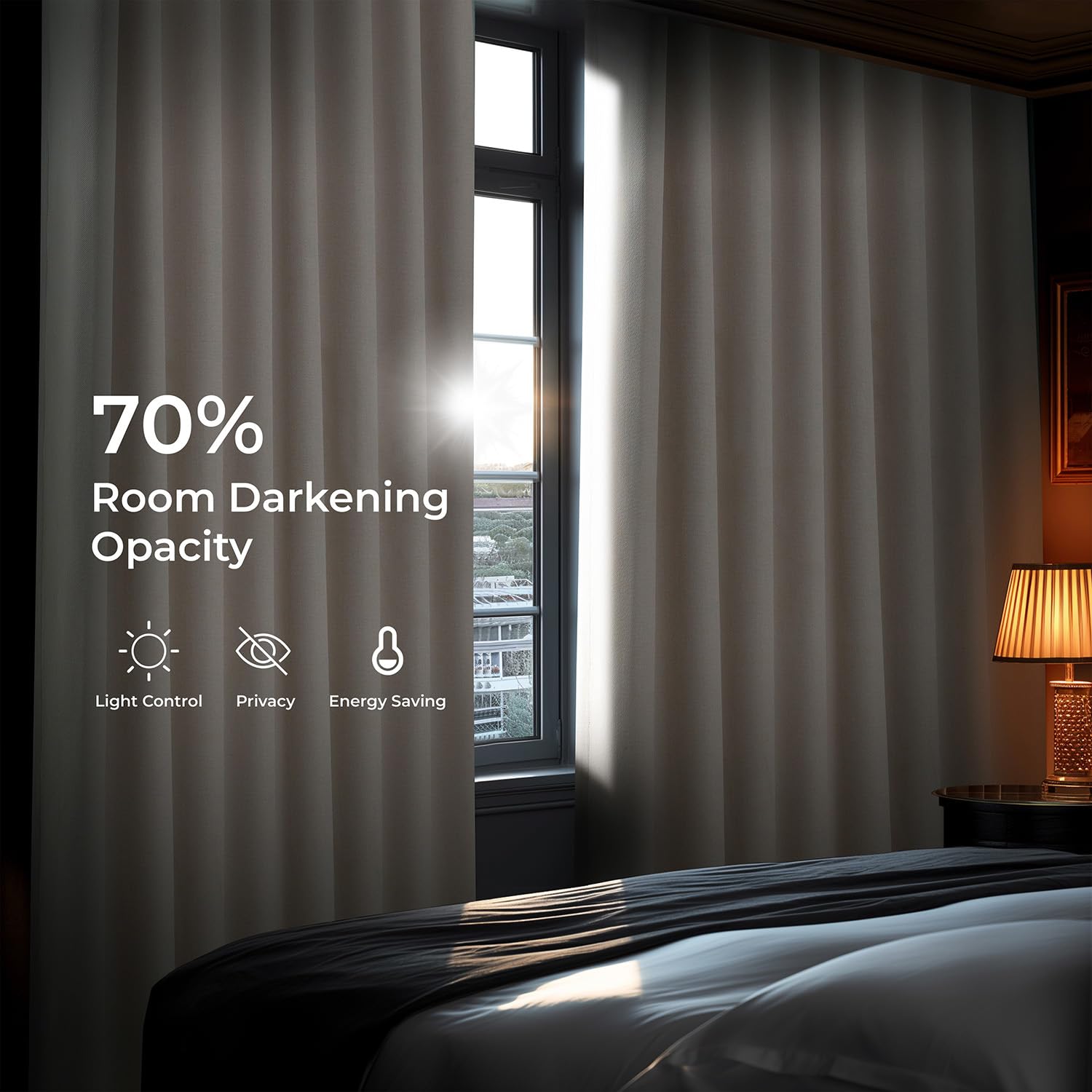 HPD Half Price Drapes Rideaux occultants texturés en Faux Lin pour Chambre à Coucher - 213 cm de Long (1 Panneau), 127 x 213 cm (l x L), Bouleau