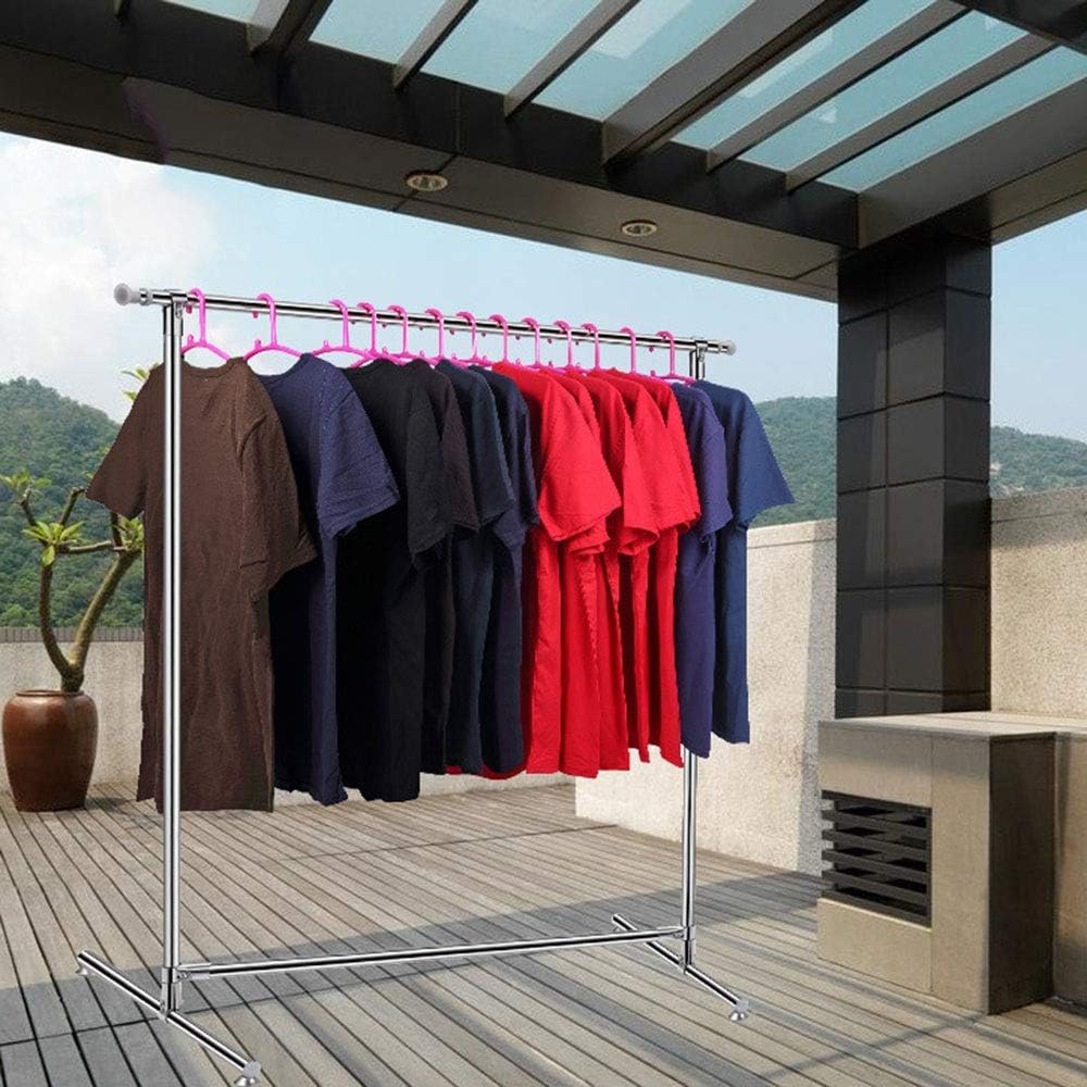 Clothes Airer Foldable Clothes Drying Rack Free Installed Stainless Steel Space Saving Retractable Rack Hanger (Color : Stainless Steel Size : 125-195 136 50cm)
