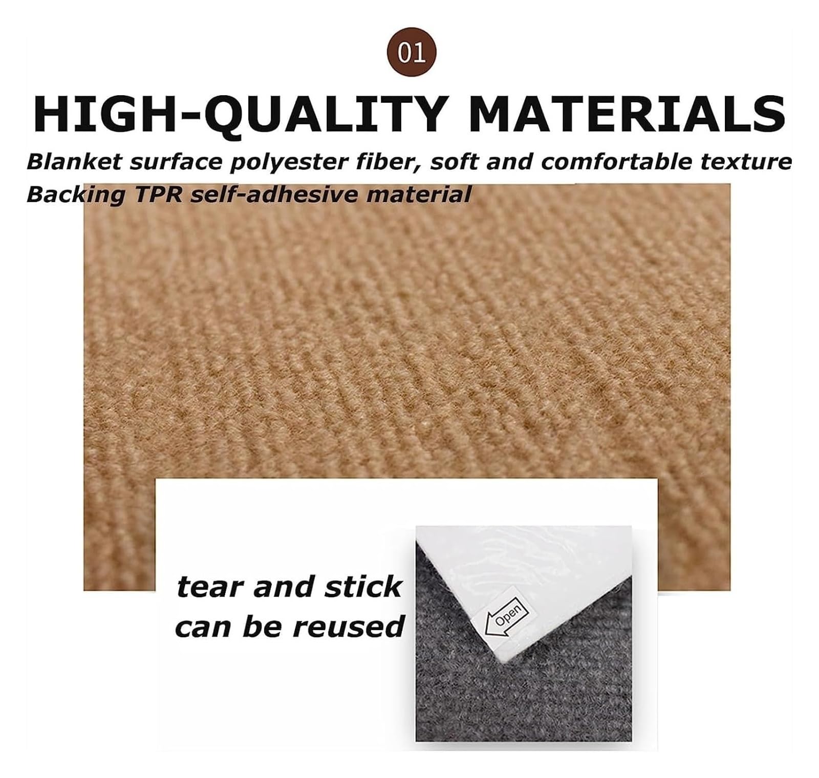 dalles de moquette, Dalles de moquette auto-adhésives à décoller et coller(White)