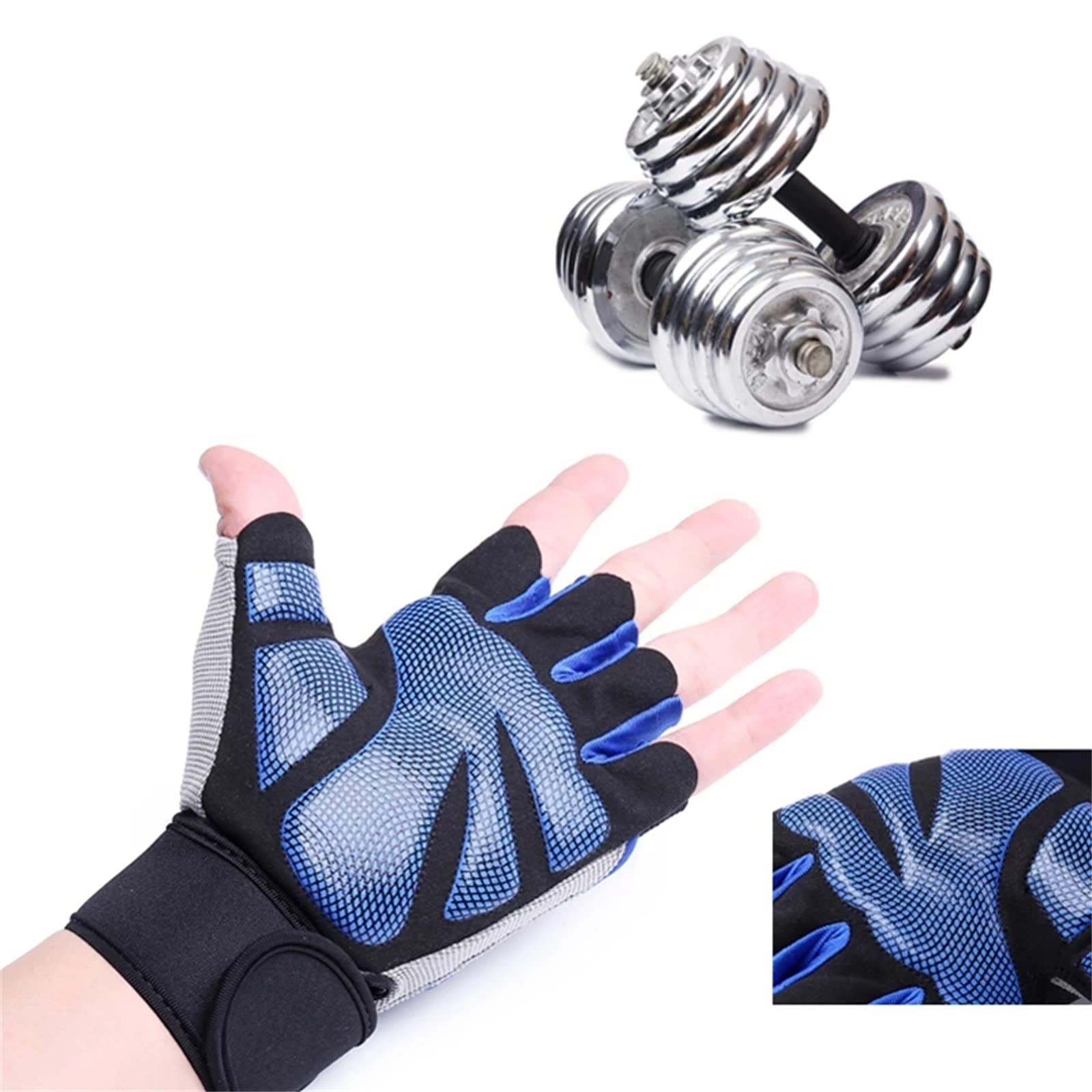 Guanti Antiscivolo per la Palestra Guanti da Polso avvolgenti for Il Fitness, Guanti da Uomo, Guanti a Mezze Dita(L)