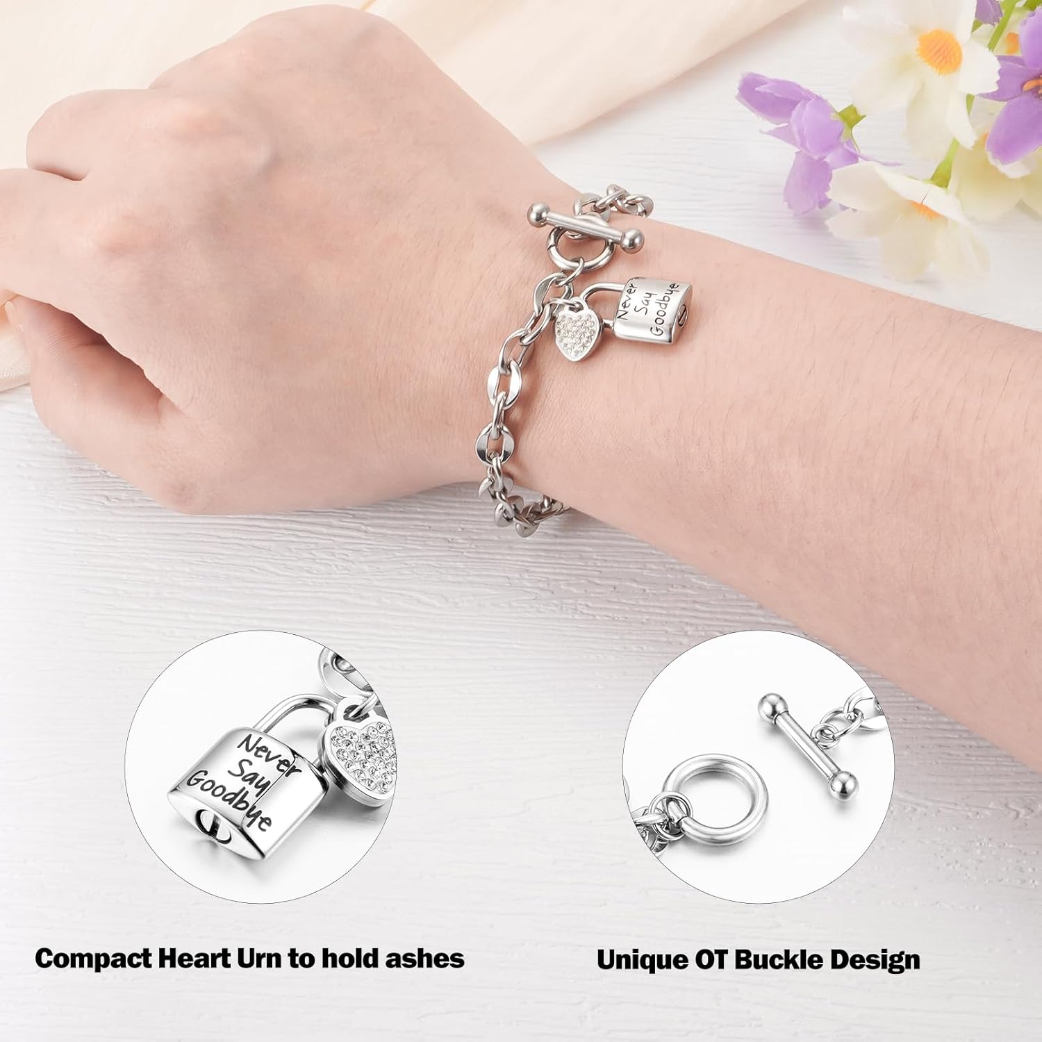 Urn Bracelet for Ashes Stainless Steel Locket Bracelet for ashes OT Buckle Cremation Jewelry for Ashes Memorial Gift - Image 2