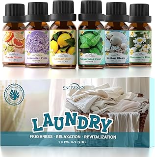 Laundry Fragrance Oils Set, SNOWSEN Clean Essential Oils for Diffuser, Wool Dryer Balls, Cotton Clean, Chamomile Bliss, Fr...
