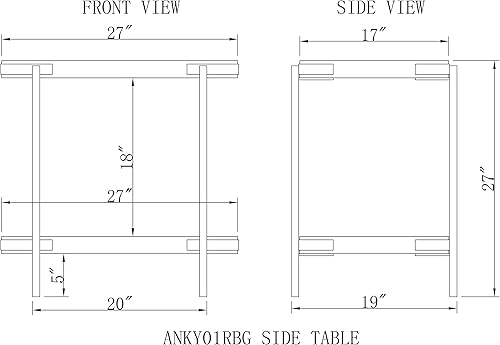 Miniatura 3 de Alaterre Furniture Kyra - Mesa auxiliar de roble y metal de 27 pulgadas con estante