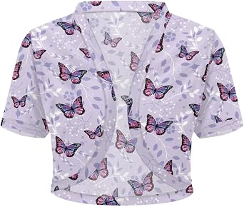 Bolero for Women Short Sleeve Summer Sheer Shrugs Fashion Print Open Front Cropped Cardigans