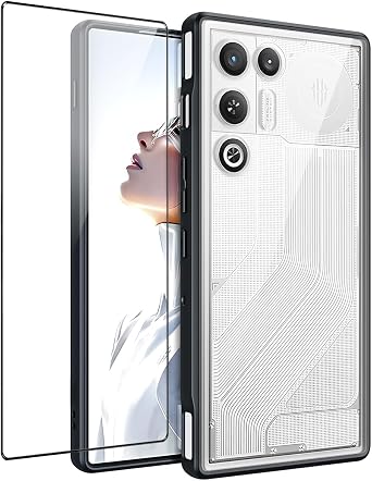QUIETIP Case for RedMagic 11 Air with Screen Protector,Clear Hard PC Shockproof Cover,Black