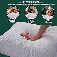 Vista 6 de Almohadas de espuma viscoelástica trituradas para dormir, juego de 2 almohadas de cama de tamaño estándar, ajustables, buenas para dormir de lado