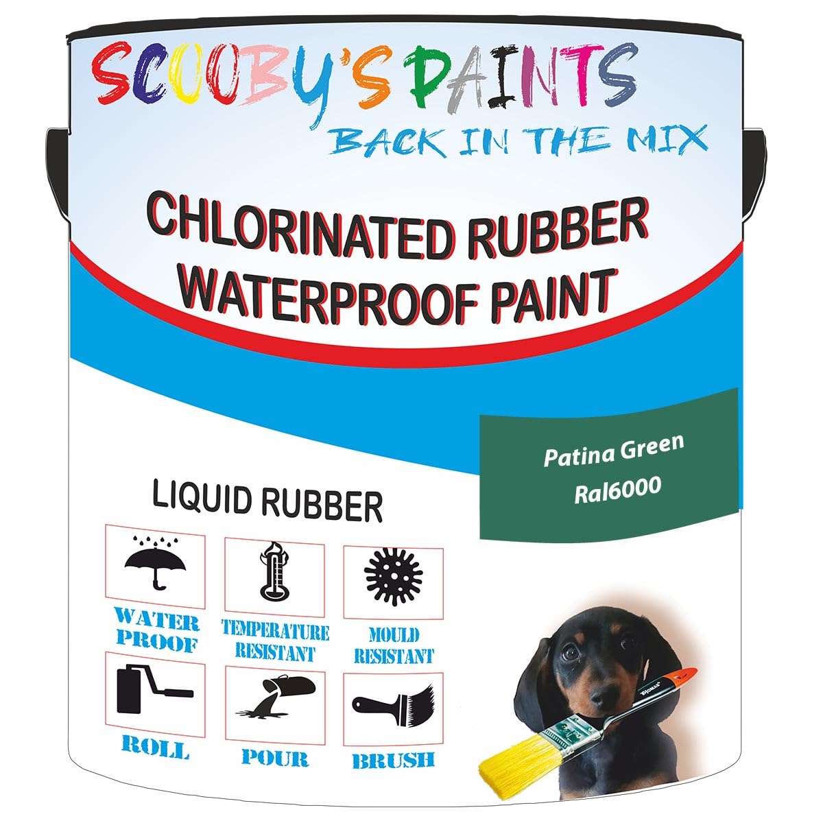 Scooby's Paints Chlorinated Rubber Waterproof Paint, Liquid Rubber (Patina Green Ral6000, 1 Liter) โ image 1
