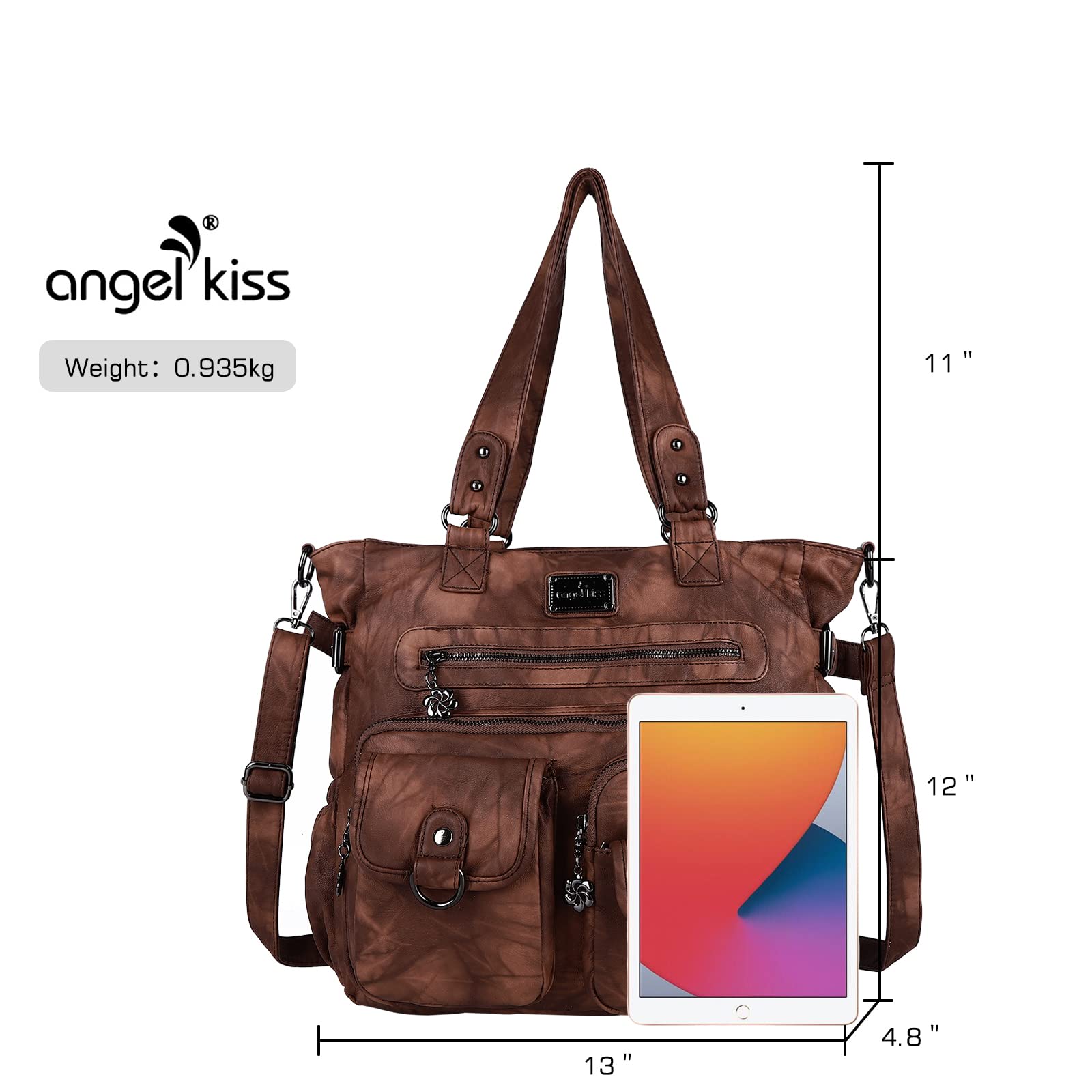 Angel Kiss Large Purses for Women Soft PU Leather Hobo Bag for Women Shoulder Bags: Stylish Brown