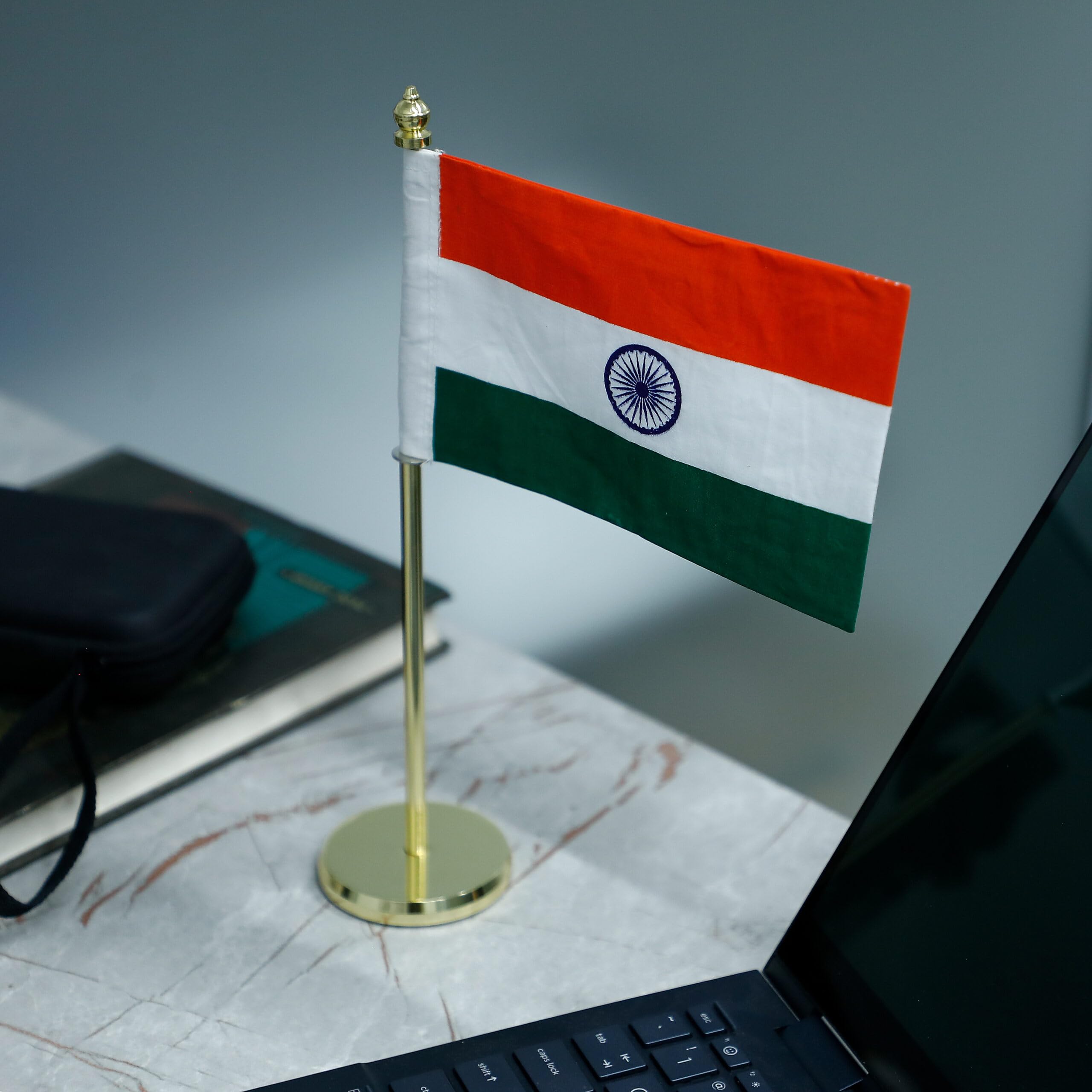 Lawkart Table Top National Flag | Decorative | For Gifting Purpose | Elegant Look (Golden) | Pure Khadi Flag (B0D6YZKXKM) Amazon Price History, Amazon Price Tracker
