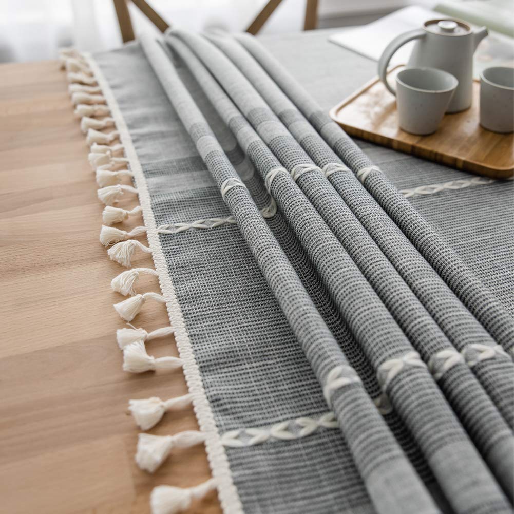 ACMER Nappe 140x180cm, Nappe Cuisine, Anti Tache Tissu, Facile à Nettoyer, pour Décoration de Table de Cuisine - Gris Clair