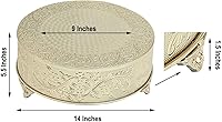 Vista 3 de Efavormart 14 pulgadas de oro, plato elevado para pasteles redondo de metal con relieve, soporte para postres para bodas, cumpleaños y fiestas