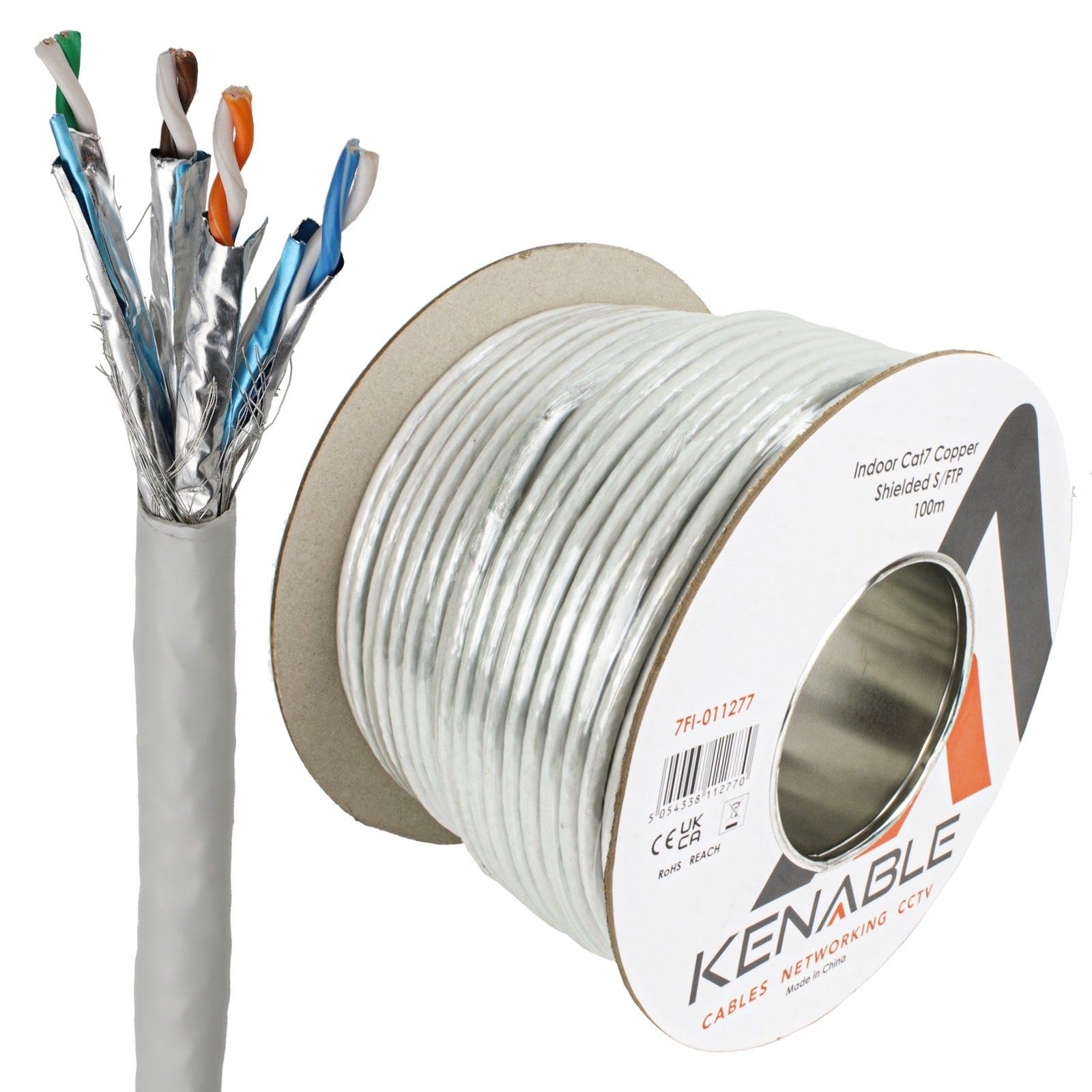 kenable CAT7 UTP RAME Ethernet S/FTP - Avvolgicavo di rete, 100 m, colore: Grigio [100 metri]