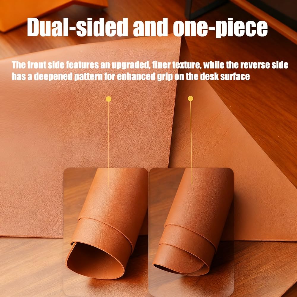 WYWY Sottomano in Pelle, Tappetino per Mouse con Motivo retrò in Pelle di Mucca, antimacchia e Impermeabile su Entrambi i Lati, Adatto per casa e Ufficio(Light Brown,70 * 140cm)
