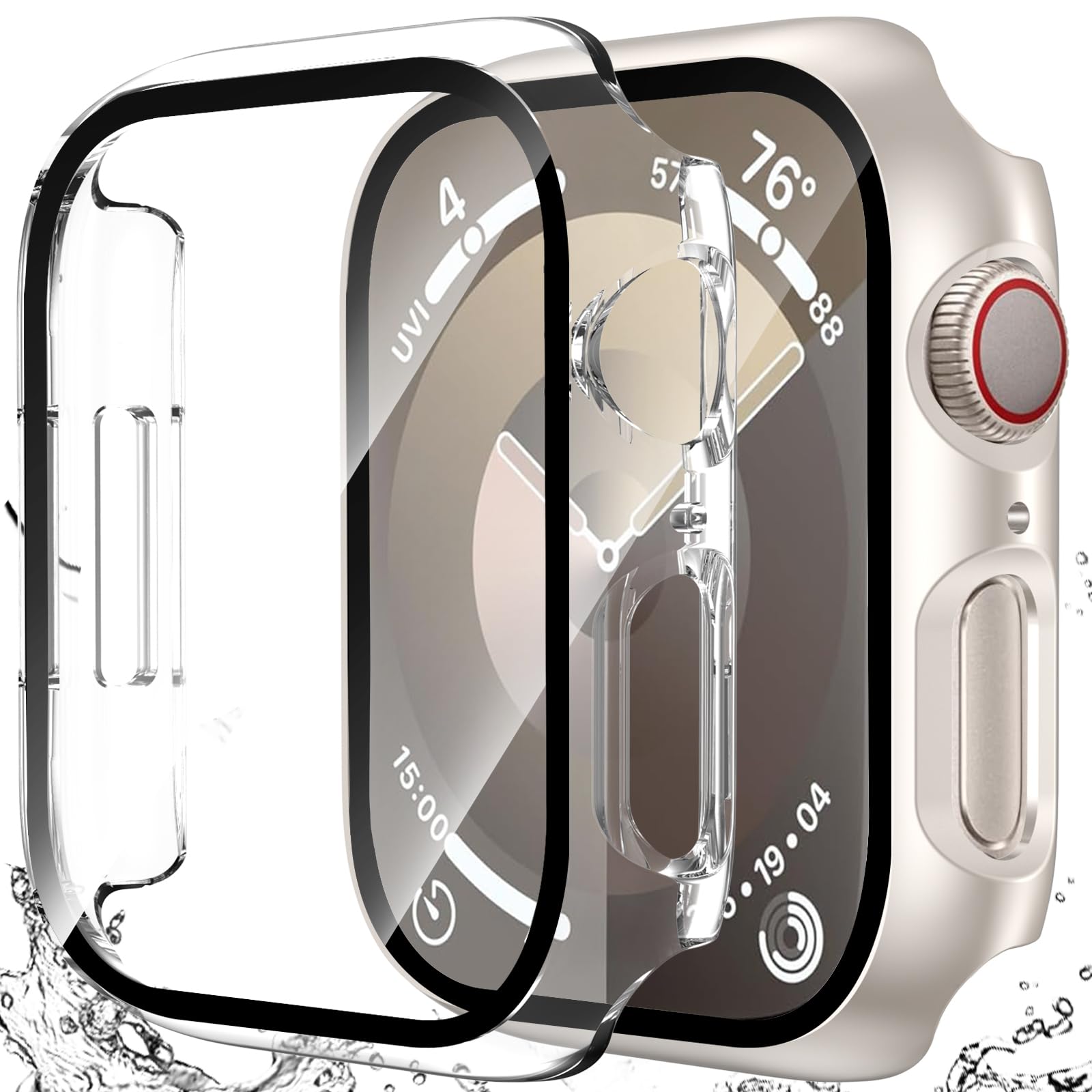 Photo 1 of [2 Pack] Waterproof Case for Apple Watc SE 3/SE(2nd Gen)/SE Series 6 5 4 44mm with Tempered Glass Screen Protector, Full Coverage Protective Hard PC Cover for iWatch 44mm