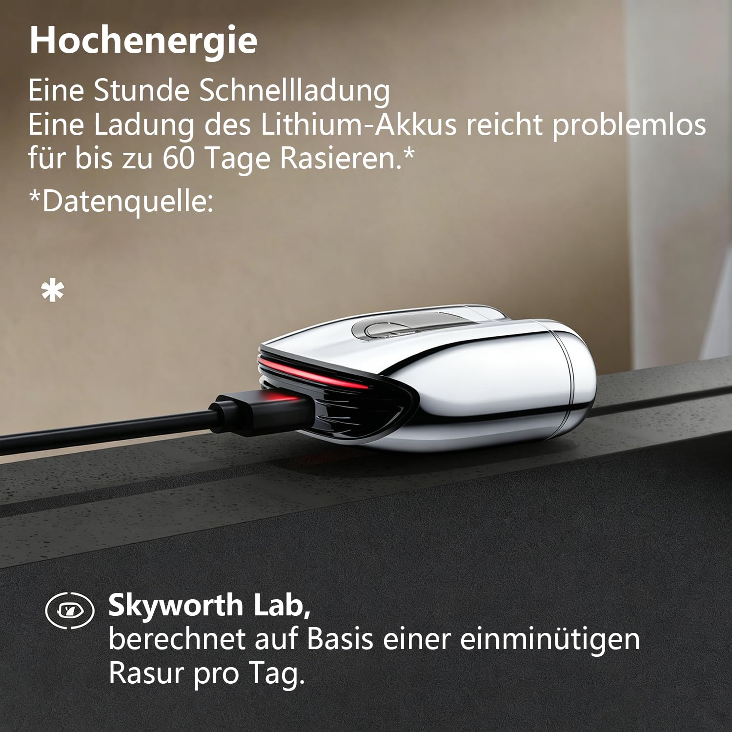 Skyworth Metz Elektrorasierer Herren, IPX7 Nass-Trocken Rasierer 8000 RPM, Magnetischer Scherkopf, Doppelring-Folien, 60 Min Laufzeit, 1h Schnellladung USB-C, Schwarz