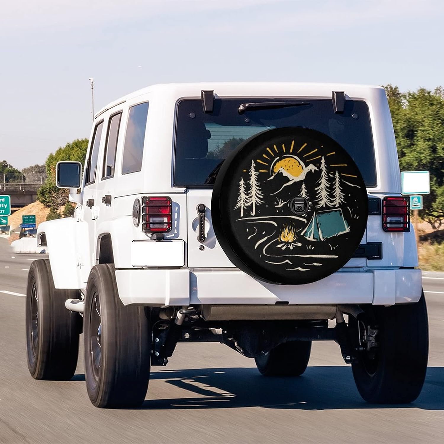 Delerain Spare Tire Cover with Backup Camera Hole Camping Hiking Wheel Covers Waterproof Dust-Proof UV Sun Universal Fit for RV Trailer RV SUV Truck (17 Inch for Diameter 31"-33")