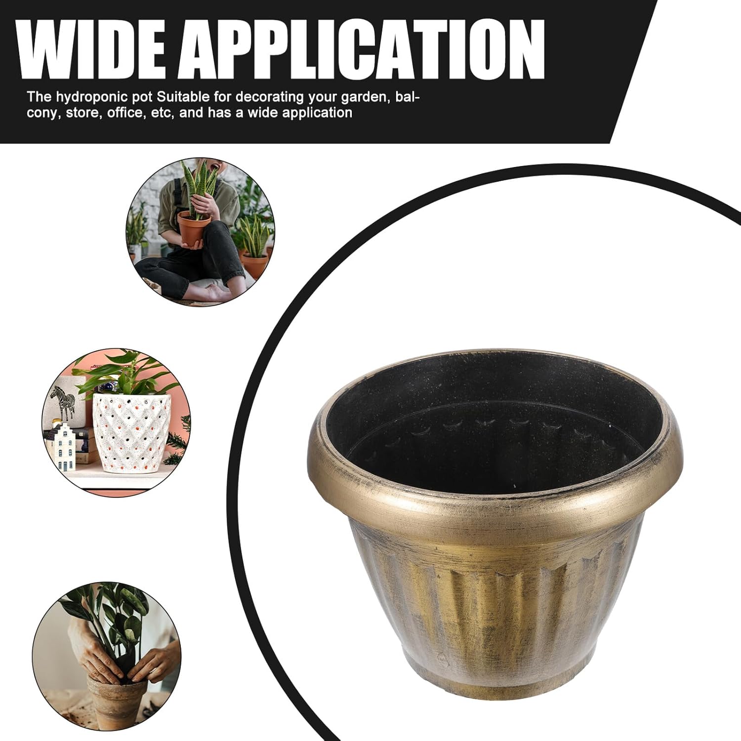 DOITOOL Decorative Flower Pot for Garden and Patio, Thickened Large Plastic Planter Container for Fruit Trees and Water Lilies, Vintage Style, Bottom Without Drain Hole, Suitable